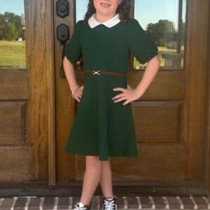 Janie and Jack Forest Green Dress with White Collar